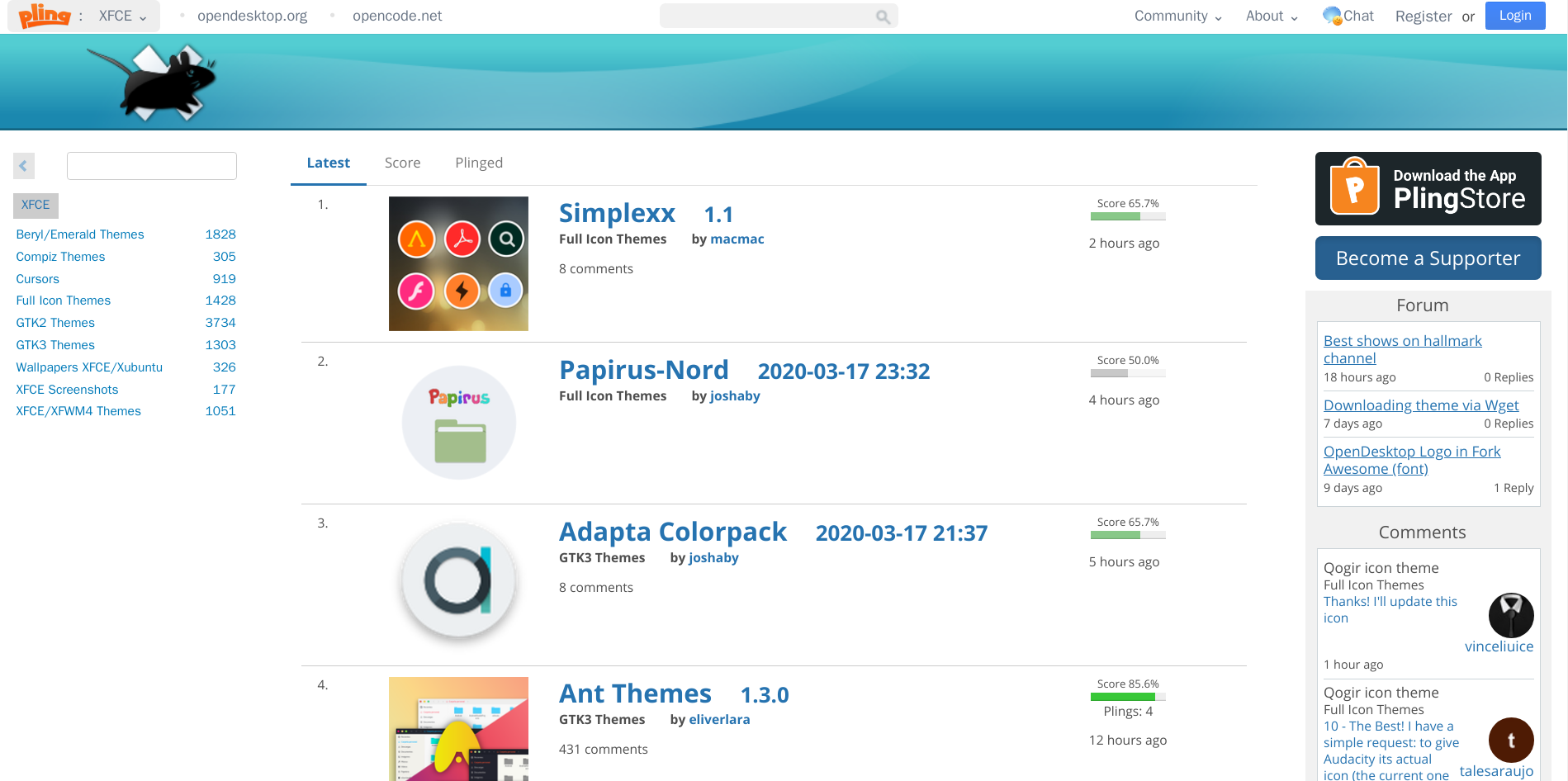 Xfce-look main page